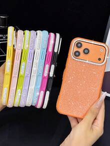 New Luxury Blingbling Glitter Rhinestone PC Phone Case Compatible With IPhone 18 Pro Max 18 Pro 17 Pro Max 17 Pro 17 16 Pro Max 16 Pro 16 15 Pro Max 15 Pro 15 16 Plus 14 Pro Max 14 Pro 14 13 Pro Max 13 Pro 13 12 Pro Max 12 Pro 12 11 Pro Max 11 Camera Shockproof Protection Cover - Orange - View 4