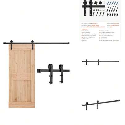 6.6FT Sliding Barn Door Hardware Kit, 330 LBS Weight Capacity, Compatible With 36-40 Inches Width 1-3/8 To 1-3/4 Inches Thickness Single Sliding Barn Door, Durable Track J-Shape Roller Black