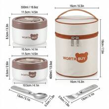 1pc/Set Portable 304 Stainless Steel Thermal Insulated Lunch Box With Handle, Leak Proof Fruit Salad Food Storage Container, Dishwasher & Microwave Allowable,Suitable For Student Adult Use In School, Office,Picnic, Travel, Back To School - Multicolor - View 41