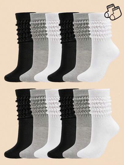 3 Pairs Random Color Slouch Long Socks, Soft Cozy Socks For Girls Kids And Female Students, Fall Halloween Christmas Festival Gift Outfit Accessories