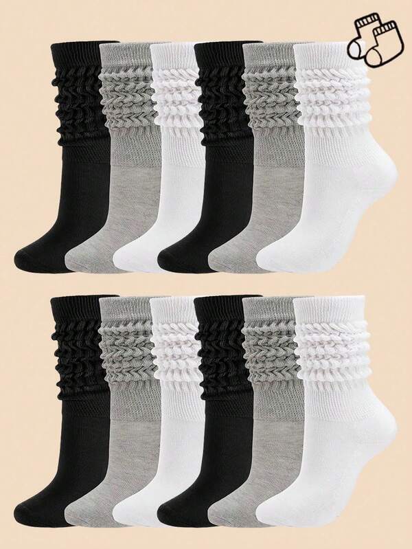 3 Pairs Random Color Slouch Long Socks, Soft Cozy Socks For Girls Kids And Female Students, Fall Halloween Christmas Festival Gift Outfit Accessories