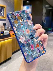 1pc Blue Printed Camera Anti-Drop Phone Case UV Printed Compatible With Samsung/Galaxy/ Android Models - Blue - View 8