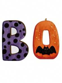 Cute Halloween BOO Wooden Desktop Decor, Polka Dot Ghost & Bat Pumpkin Sign, Spooky Style Multi-Layer Tray Ornament, Autumn Halloween Home Decoration, Suitable For Party Lovers - A - View 14
