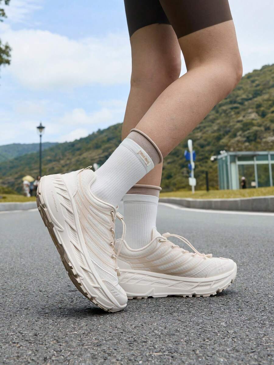 CAMEL CROWN Women's Thick Sole Height-Increasing All-Terrain Running Shoes, Outdoor Casual Sports Shoes - Cream/Brown - View 1