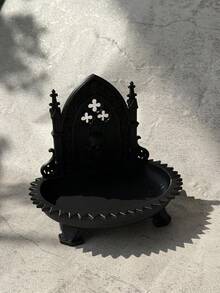 1pc Halloween Gothic Arch Church Skull Jewelry Storage Tray, Dark Aesthetic Carved Spire Detail Accessory Dish, Vintage Gothic Style Ring & Earring Holder, Suitable For Vanity, Entrance, Gothic Room And Halloween Decor - Multicolor - View 6