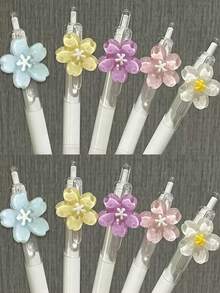 Cute Transparent Flower Neutral Pen 0.5mm Quick-Dry Smooth Black Ink Pen School Office Stationery Back To School Student Teacher Nurse Gift - Multicolor - View 18