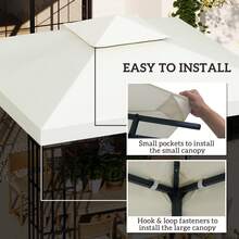 10' X 10' Gazebo Replacement Canopy Top, 2-Tier UV-Protective Cream White Cover For Garden, Patio Outdoor Use (Top Only) - Apricot - View 6