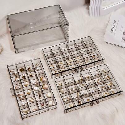 1pc Desktop Storage Box Drawer-Style Acrylic Organizer Student Dormitory Organizer Transparent Stationery & Cosmetics Storage