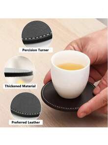 1/10pcs Customized Artificial Leather Coasters - Customizable With Your Desired Pattern - Suitable For Coffee, Beer And Wine Coasters - Personalized Gift, Christmas Gift Supplies, Multi-Scenario, Personalized Gift For Dad, Father's Day Gift - Multicolor - View 5