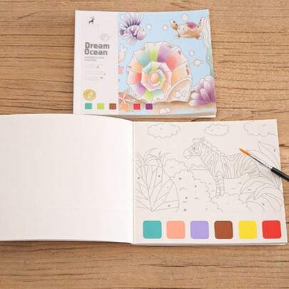 Watercolor Painting Set, Includes Forest Animals And Fairy Tale Story Coloring Pages, Built-In Paints And Brushes, Educational DIY Artwork Set, Reusable Doodle Set, Perfect Travel Activity Gift For Boys And Girls