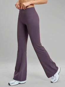 MFVIM Casual Leggings High Waist Shaping Yoga Running Training Flare Pants Long Trousers - Purple - View 9