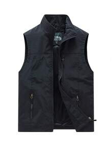 Men's Spring/Autumn Casual Fashion Vest Outdoor Hiking Minimalist Jacket - Black - View 2