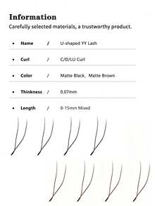 Winky Beauty U-Shaped YY Eyelashes 0.07mm Flat Base Handmade Single-Strand False Eyelashes, Voluminous Fluffy Anime Style, 8-15mm Mixed Length Lash Extensions, 12 Rows - View 7