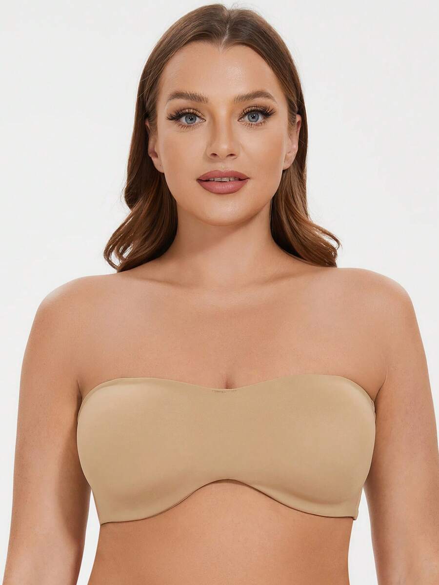 MELENECA Women's Strapless Bra For Large Bust Minimizer Unlined Bandeau With Underwire