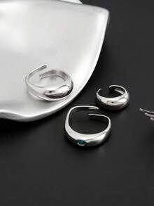 3pcs Bohemian Style Elegant Open Toe Rings, Inlaid With Sparkling Zirconia, Adjustable Size, Summer Holiday Party Accessories, Festival Gift - Silver - View 3