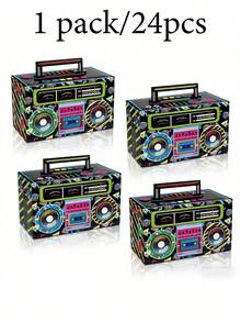 12pcs Retro Speaker Gift Boxes, 3D Paper Radio Candy Boxes, Creative Neon Cassette Player Candy Boxes, Retro Hip Hop Style Packaging Boxes, Gifts For Retro Enthusiasts, Colorful Unisex Street Style Small Gift Boxes, 80s Party Friends And Music Lovers Gifts - Multicolor - View 16