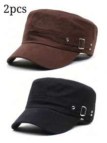 1pc Unisex Rivet Military Flat Top Baseball Cap With Adjustable Strap, Suitable For Outdoor, Hiking, Vacation, Daily Use, Sun Protection - Multicolor - View 19