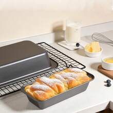 Carbon Steel Non-Stick Loaf Bread Pan Rectangular Cake Mold Bakeware For Toast Meatloaf Brownie - Black - View 8
