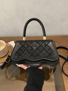 Fashion Women's Shoulder Bag, Minimalist Commuter Crossbody Bag, Large Capacity Handbag, Niche Design, Versatile Elegant Bag - Black - View 1