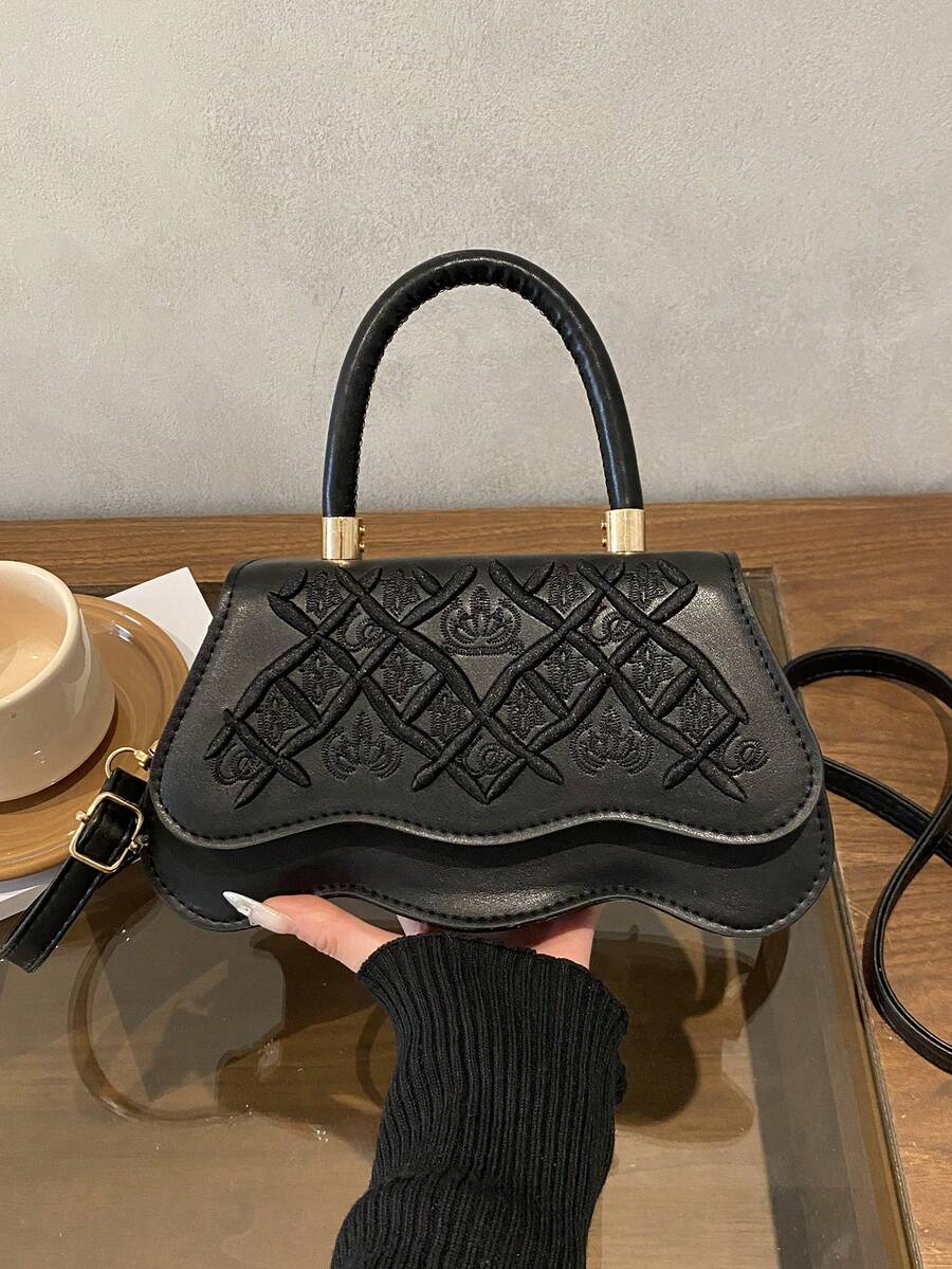 Fashion Women's Shoulder Bag, Minimalist Commuter Crossbody Bag, Large Capacity Handbag, Niche Design, Versatile Elegant Bag - Black - View 1