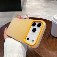 Kompatibel dengan iPhone 17/17 Pro/17 Pro Max/16/15/14/13/12/11 Series, 1 buah Casing Ponsel Matte Bergelombang 2-in-1, Pelindung Anti Guncangan Full Coverage, Casing Ponsel Apple 17 Pro Max, Casing Ponsel Anti Guncangan Full Coverage yang Modis - Jeruk - View 2