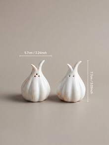 2pcs Garlic Shaped Ceramic Seasoning Jars, Creative 2pcs And 3pcs Salt Shaker Set, Pepper And Spice Jars, Suitable For Daily Home Use, Outdoor BBQ And Gatherings, Can Be Used As Gifts Or Decorative Tableware - Multicolor - View 4