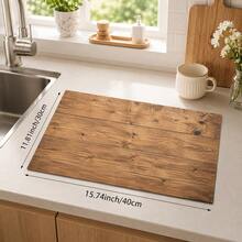1 pieza Alfombrilla de drenaje de cocina de tierra de diatomeas con grano de madera, alfombrilla de secado rápido y absorción rápida antideslizante para máquina de café y alfombrilla de secado de platos, adecuada para encimera de cocina y mesa de comedor - Multicolor - Ver 12