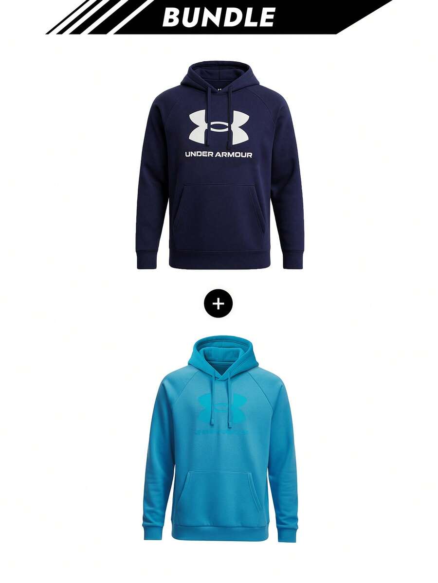 Under Armour [حزمة] هودي رجالي بلتزينج ريفال باللون الأزرق الداكن + هودي رجالي بلتزينج ريفال باللون الأزرق الإيثر - أزرق داكن + أزرق فاتح - مشاهدة 1