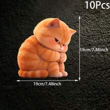 10/6/5/3/2/1pc Cute Grumpy Orange Tabby Cat Stickers Kawaii Ginger Kitten Removable PVC Funny Animal Decals For Car Window Bedroom Luggage Rome Auto Decor Fall Bathroom Decor Halloween Wall Decor - A - View 16