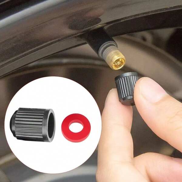 10pcs Black Plastic Wheel Tire Valve Stem Caps - Dustproof Air Covers, High-Reflective Polymer, Fits Most Standard Valves, Ideal For Sports & Outdoor Activities