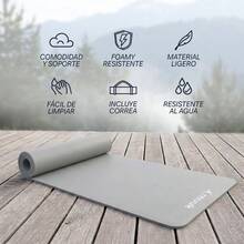 MUUK 1 pieza Tapete de yoga antideslizante de 150x60 cm con 8 mm de grosor|Correa de Transporte, Resistente y Cómoda | Ideal para Ejercicio en Casa, Gimnasio, Parque, Viajes, Meditación y Estiramientos - Gris Claro - Ver 7