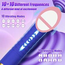 Thrusting Dildo Vibrator Sex Machine - Realistic Dildo For G Spot Clitoral Anal Stimulation With 10 Thrusting & 10 Vibrating Modes, Removable Suction Cup Adult Sex Toys For Women Men Couple - Blue - View 3