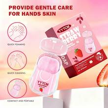 YYTCM Strawberry Scented Portable Soap Sheets 50pcs With Mini Flip-Top Storage Box, Disposable Hand Soap Paper For Travel, Outdoor, Commuting, Gentle And Easy To Rinse - Strawberry - View 2