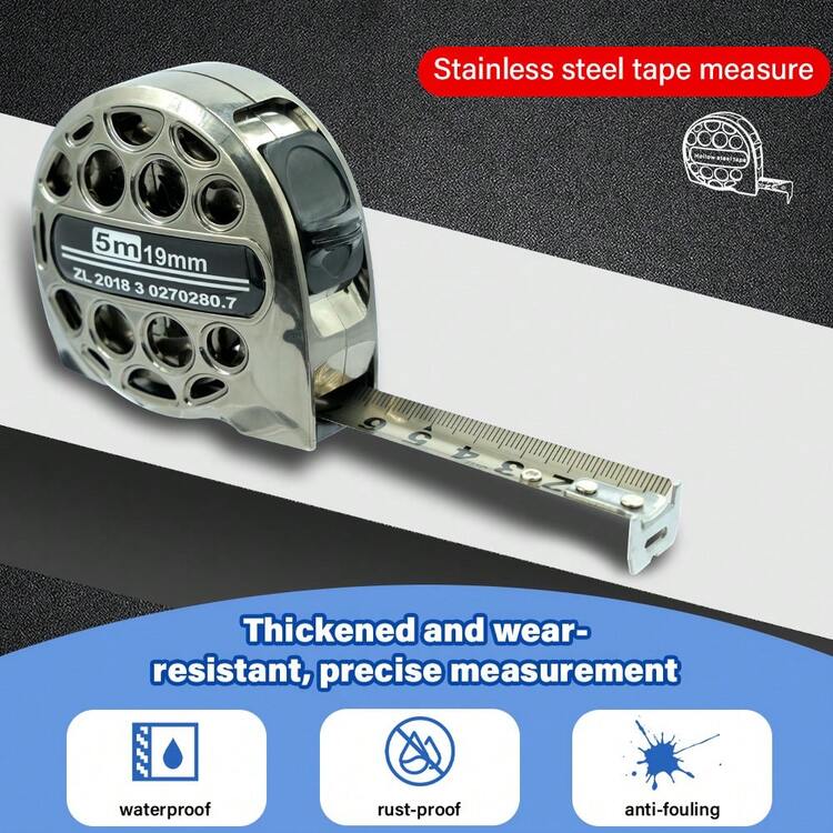 1 Pc Portable 5/7.5M Hollow Design Tape Measure - Waterproof Stainless Steel Material Extension Scale, Suitable For Woodworking DIY, Home And Outdoor - Silver - View 3