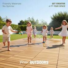 Premium Acacia Wood Interlocking Deck Tiles, 9 PCS 12"X12"X0.9" Floor Tiles, Waterproof Wood Flooring For Backyard And Outdoor Patio Decor, All Weather Use Striped Pattern - Natural Wood - View 5