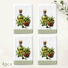 2pcs Green Olive Pattern Kitchen Towels, 6/8pcs Plant Print Dish Cloths, Super Absorbent Microfiber, Machine Washable, Holiday Gift And Cleaning Supplies Decor, Suitable For Holiday Decoration, Cooking, Baking, Housewarming Gift And Cleaning Supplies, Suitable For Kitchen, Bathroom, Toilet - Multicolor - View 19