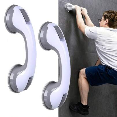 No Drill Vacuum Suction Bathroom Assist Grab Bar, Non-Slip Removable Shower Support Handrail For Tub & Toilet,  Grip For Seniors Disabled Family, Optional 1Pack