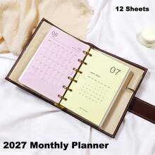 12pcs A6 A7 M5 Colorful 2027 Monthly Calendar Refill Pages, Monthly Planner Loose-Leaf Paper, Monthly Calendar Divider Pages, Suitable For Schedule, Marking Holidays, Anniversaries, Special Dates, Habit Tracking, Check-In - Color 2027 Monthly - View 3