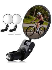 2pcs Bar End Bicycle Mirrors For Handlebars Adjustable Cycling Lightweight Rear View Mirrors For Mountain Road Bikes - Black - View 5