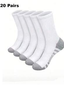 1/5/10/20 Pairs Men's Mid-Calf Socks, Moisture-Wicking, Breathable, Fashionable, Comfortable, Soft, Business & Sports - Multicolor - View 15