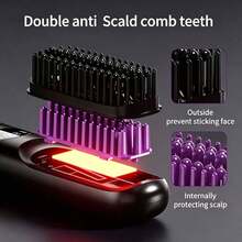 Multi-Color Wireless Curling Comb, Portable Anti-Frizz Tool With LED Digital Temp Control & Anti-Scald Design, USB Rechargeable, Lightweight & Compact, Say Goodbye To Morning Frizz, Smooth Hair Anytime, Anywhere, Multiple Colors Available. - Multicolor - View 5
