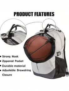 Multifunctional Sports Drawstring Mesh Bag, Portable Basketball Mesh Bag, Ball Storage Bag With Zipper Pocket, Mesh Tote Bag Suitable For Men And Women, Basketball, Football, Rugby, Volleyball And Football Sports Equipment Storage, Basketball Gear - Multicolor - View 6