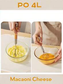 1pc/2pcs Kitchen Cream Whisk Flour Mixer Multi-Functional Wooden Handle Masher Baking Tool Set - Multicolor - View 7