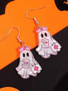 1 Pair Halloween Cute Exquisite Unique Personalized Ghost Nurse Acrylic Earrings, Women's Daily Holiday Party Jewelry - Multicolor - View 2