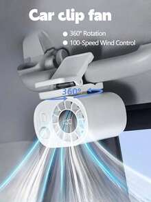 YAIUZGOO Car Clip-On Fan With LED Display, Smart Clip-On Fan, 100-Speed Adjustable, Rechargeable, Multi-Function Personal Airflow, Suitable For Office, Car, Under Umbrella And Travel - B - View 5