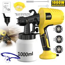 Paint Sprayer Gun with Cord Electric Paint Sprayer 3 Patterns 110V 1000W 1L Electric Paint Sprayer Without Air Professional Spraying Tools Multi-Functional Electric Paint Sprayer for Furniture, Cabinets, Fences, Walls, Doors, Garden Chairs, Etc. - Tipo de Enchufe A USA (110-127V) - Ver 12