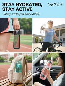 Kor Dual Use Water Bottle With Straw Portable Square Clear Water Cup Dual Drinking Modes Leakproof Travel Sports Drinking Bottle For Girls - 黃色 - 查看 3