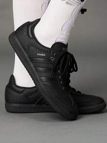 adidas originals Samba Shiny Pack 百搭舒適 低筒 板鞋 男女同款 黑色 - 黑色 - 查看 1