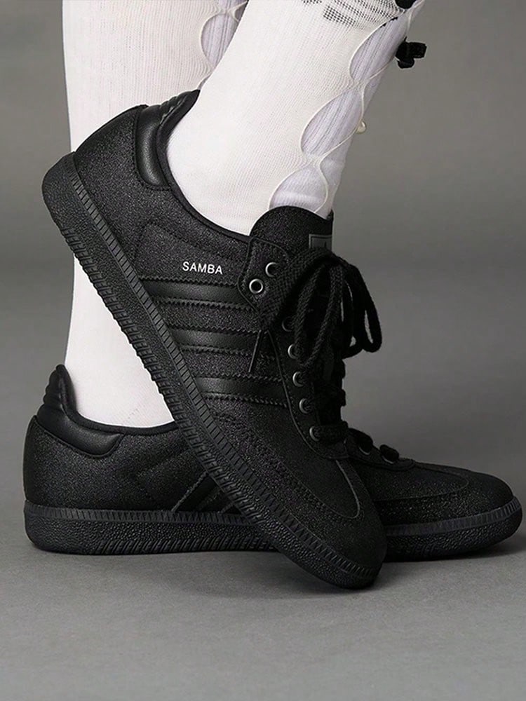adidas originals Samba Shiny Pack 百搭舒適 低筒 板鞋 男女同款 黑色 - 黑色 - 查看 1