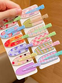 5pcs Multicolor Women's Hair Clips, Colorful Dopamine Seamless Forehead Fringe Clips, Makeup Clips, Fresh Sweet Multi-Pattern, Daily Side Hair Clips, Sweet Women's Daily Hairstyle Decoration Hair Accessories Set, Cute No-Mark Bangs Side Hair Clips, Suitable For Daily Use (Random 5pcs) - Multicolor - View 4